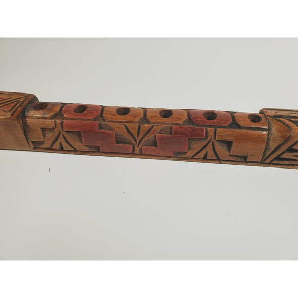 VINTAGE Peru TARKA Flute, 20" Hand carved wood Folk Art Flute Traditional Music - Picture 6 of 9